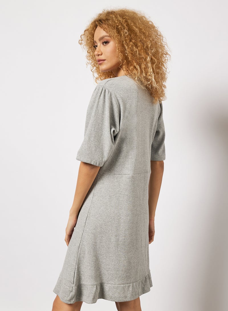 Sivvi x GenM - Ribbed Ruched Front Dress Grey - Image 1