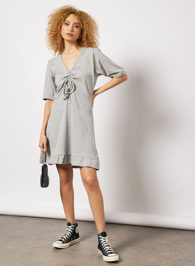 Sivvi x GenM - Ribbed Ruched Front Dress Grey - Image 1