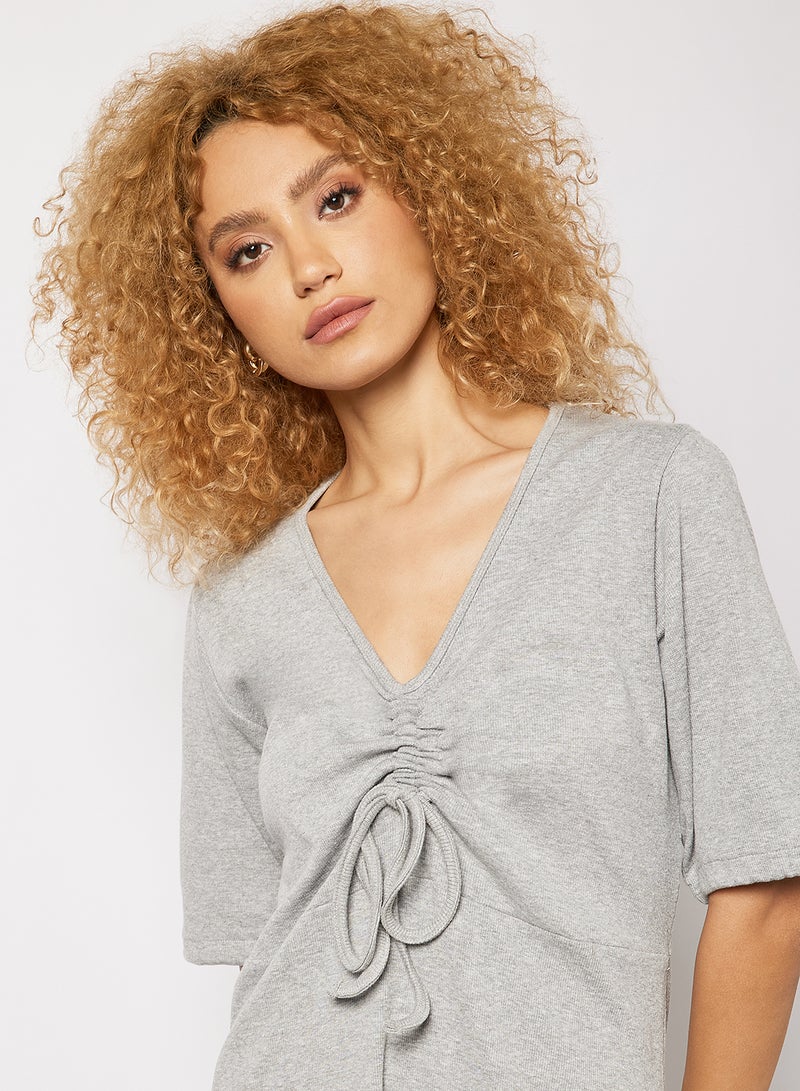 Sivvi x GenM - Ribbed Ruched Front Dress Grey - Image 1