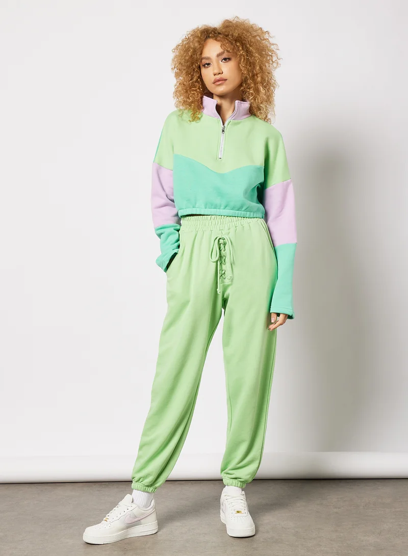 سيفي × جين أم سويت شيرت بنصف سحاب وتصميم ألوان متعددة Multicolour