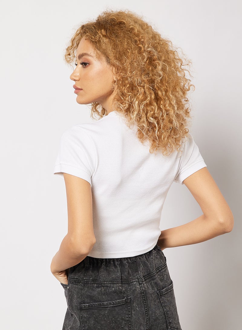 Sivvi x GenM - Embroidered Slogan Crop Top White - Image 1