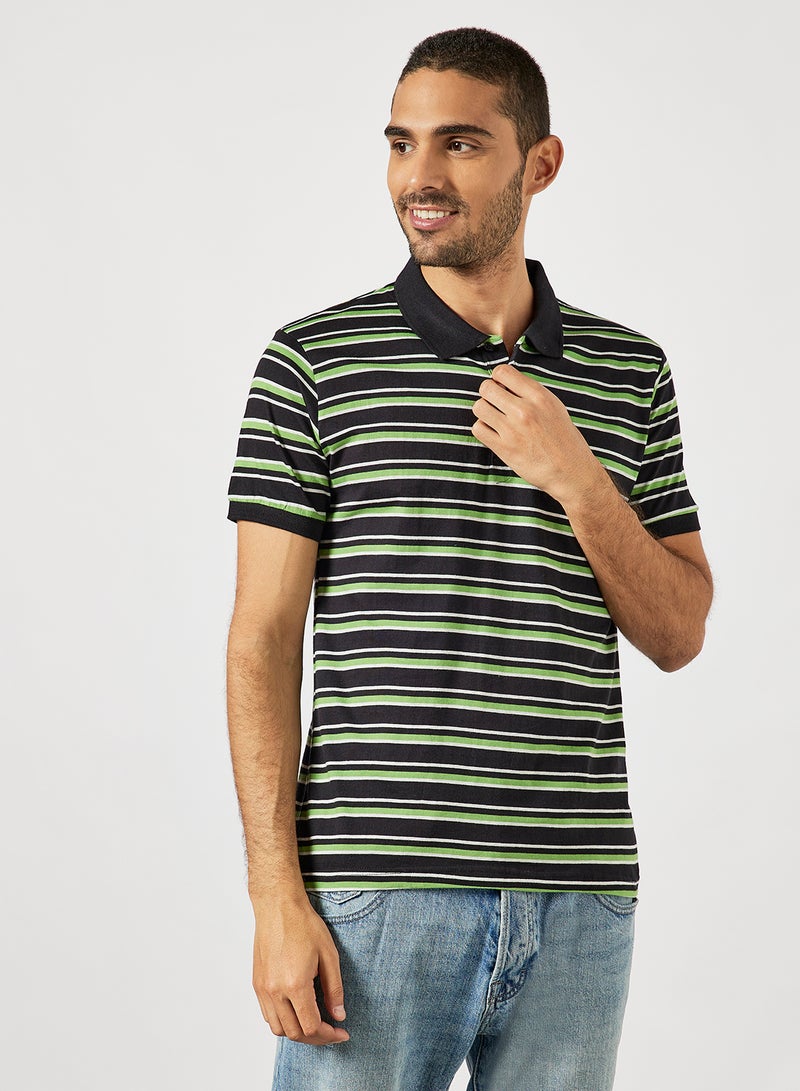 Noon East - Men's Pack Of 3 Basic Striped Polo in Regular Fit Multicolour - Image 1