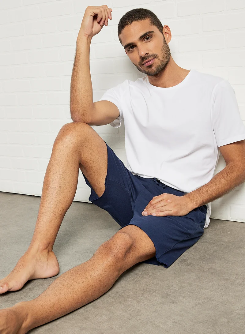 Bread and Boxers Organic Cotton Lounge Sweat Shorts Navy