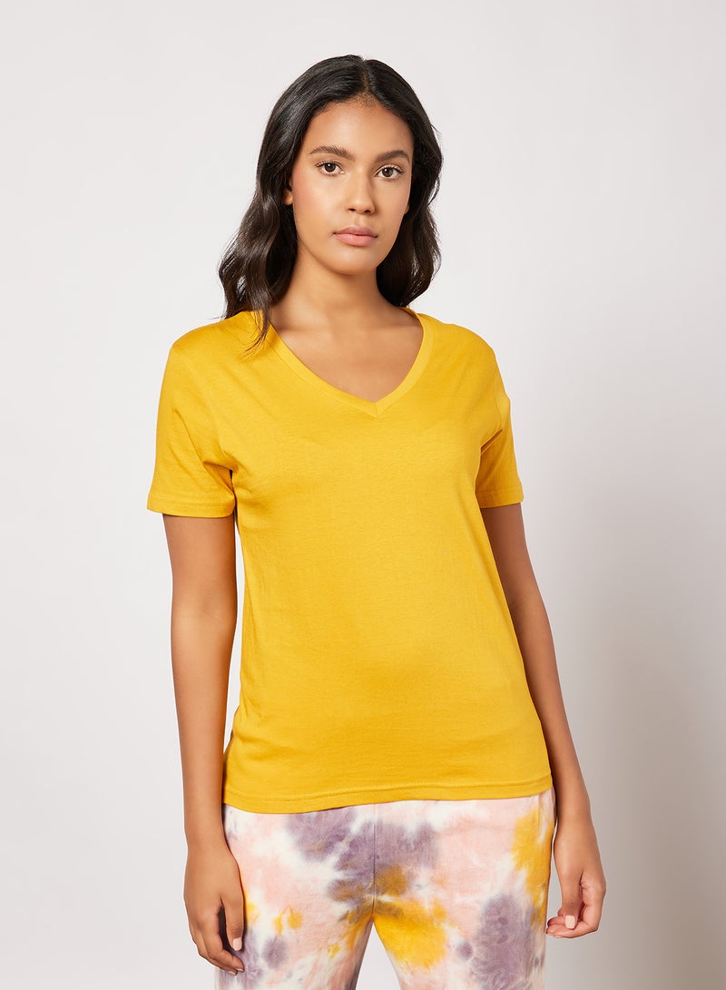 DELA Solid Loungewear T-Shirt Mustard - Image 1