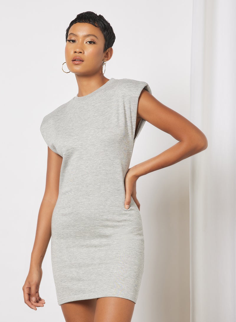 Padded Shoulder Dress Grey