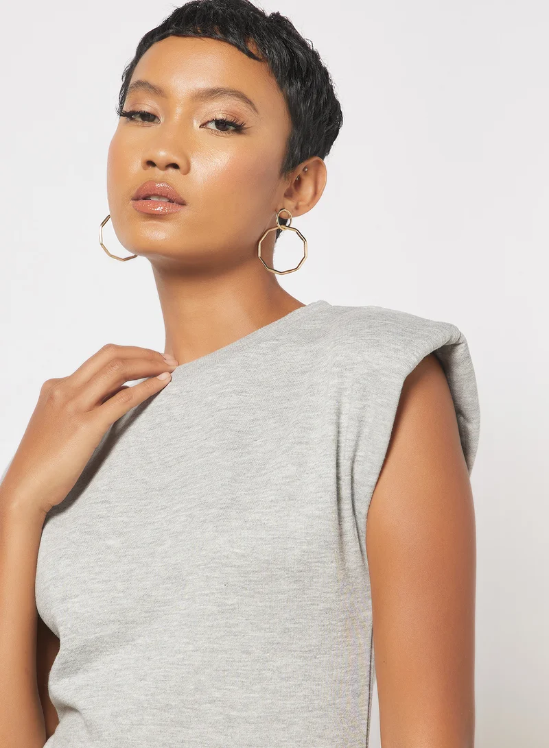 سيفي × جين أم Padded Shoulder Dress رمادي