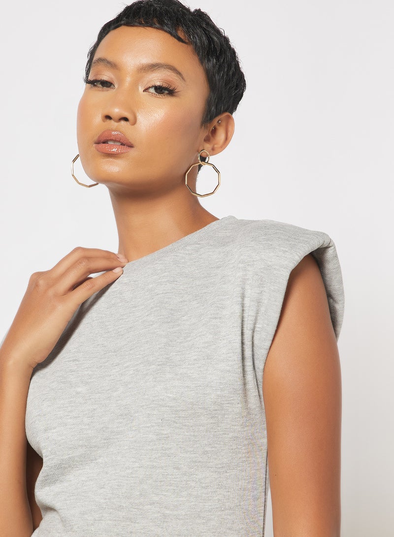 Padded Shoulder Dress Grey