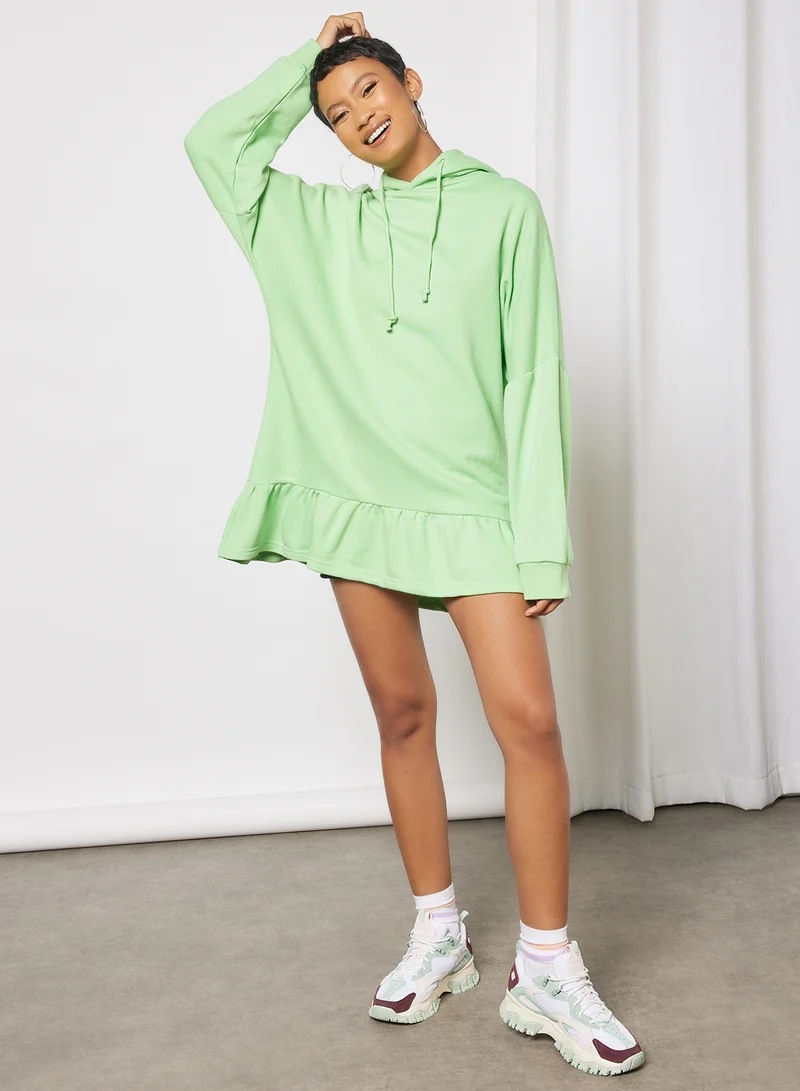 سيفي × جين أم Hooded Jersey Dress Green