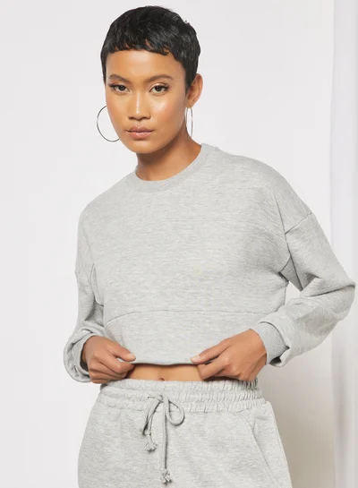 Sivvi x GenM Drawcord Hem Cropped Sweatshirt Grey