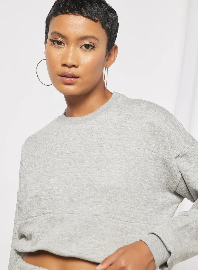 Sivvi x GenM Drawcord Hem Cropped Sweatshirt Grey