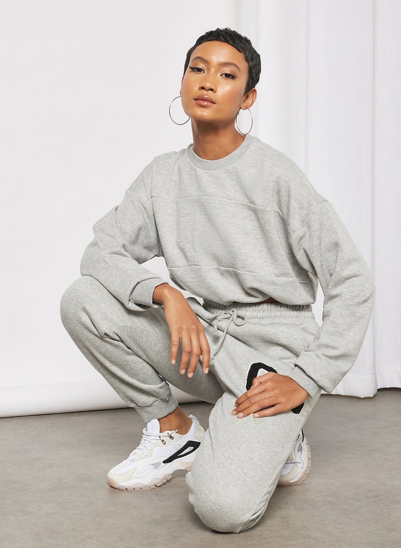 Drawcord Hem Cropped Sweatshirt Grey - v1646984461/N47170053V_4