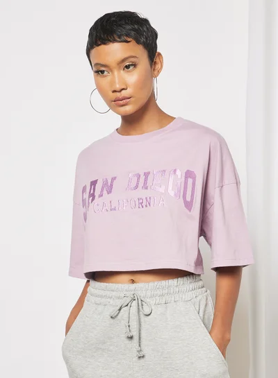 Sivvi x GenM San Diego Cropped T-Shirt Purple
