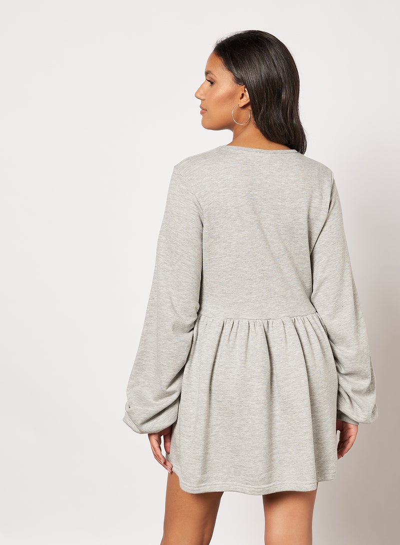 Balloon Sleeve Sweater Dress Grey - v1646984478/N47171863V_2