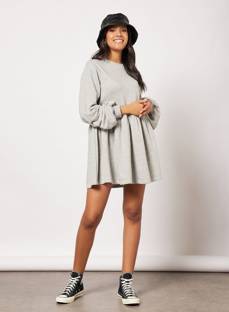 Balloon Sleeve Sweater Dress Grey - v1646984478/N47171863V_4