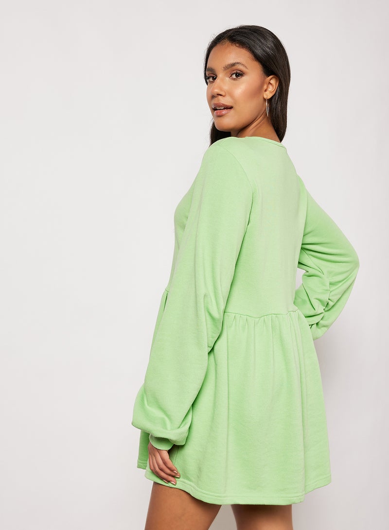 Sivvi x D'Atelier - Balloon Sleeve Sweater Dress Green - Image 1