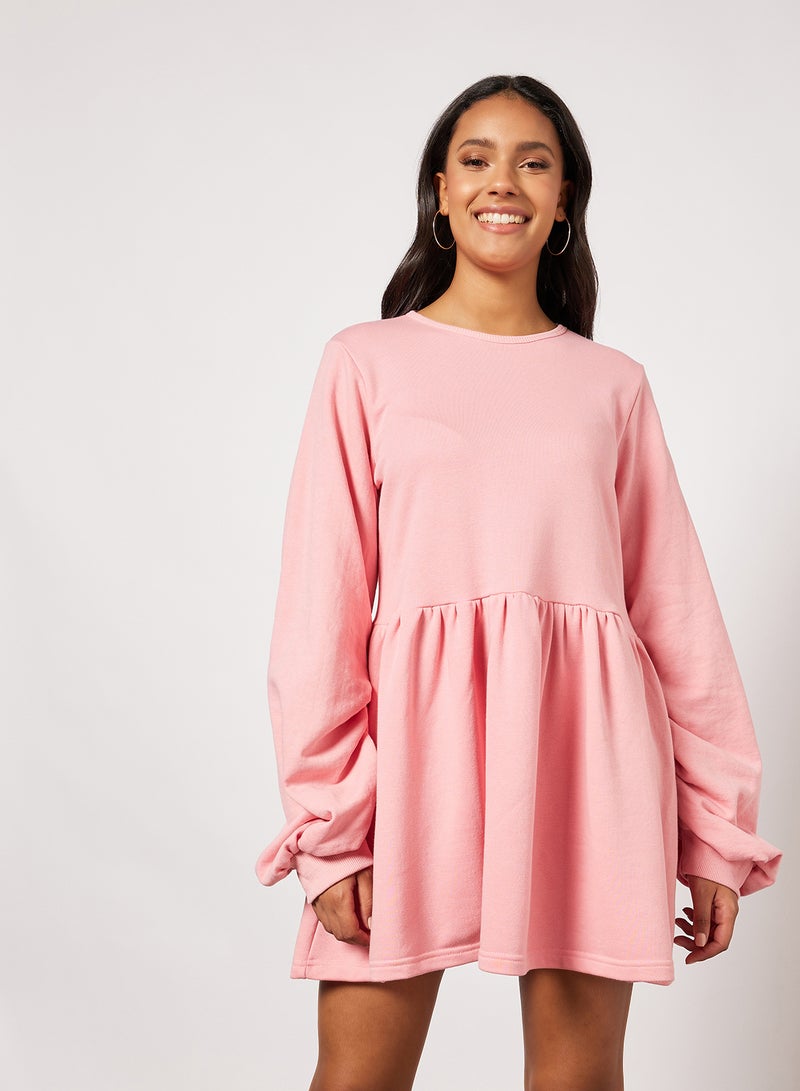 Balloon Sleeve Sweater Dress Pink - v1646984479/N47171883V_1