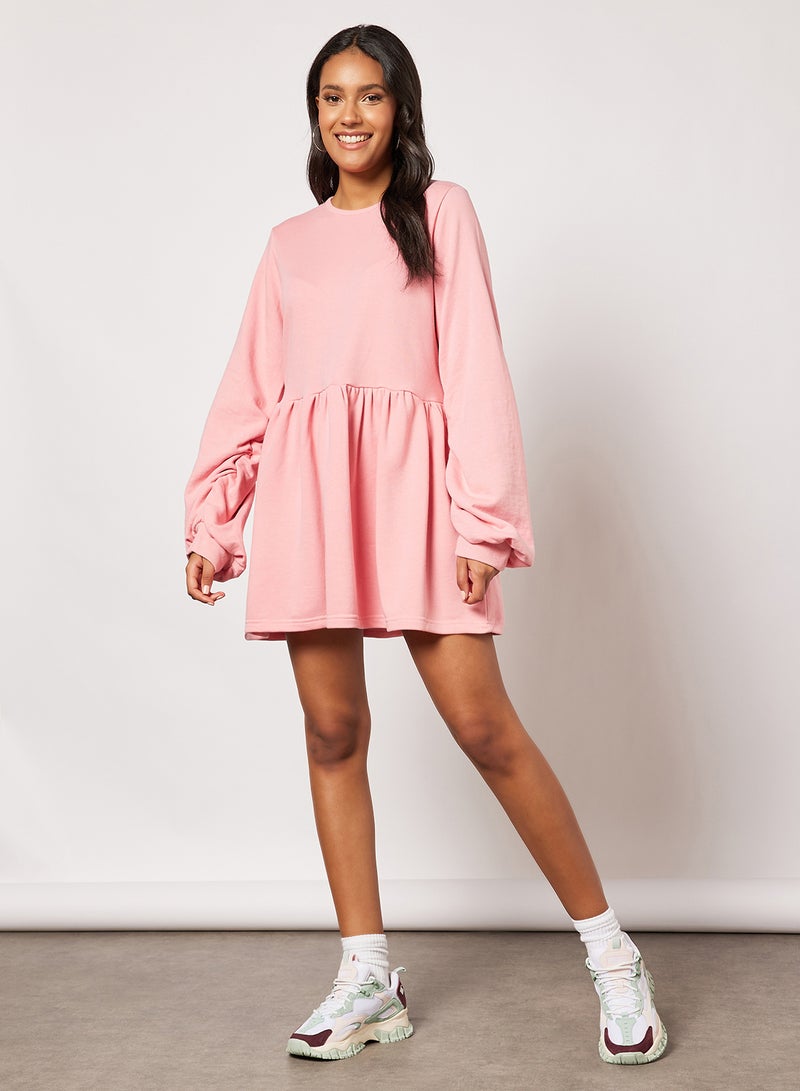 Balloon Sleeve Sweater Dress Pink - v1646984481/N47171883V_4