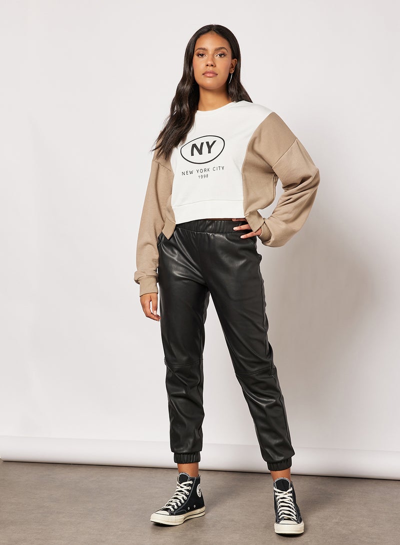 Sivvi x D'Atelier - Colourblock Cropped Sweatshirt White - Image 1
