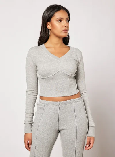 Sivvi x D'Atelier Corset-Style Crop Top Grey
