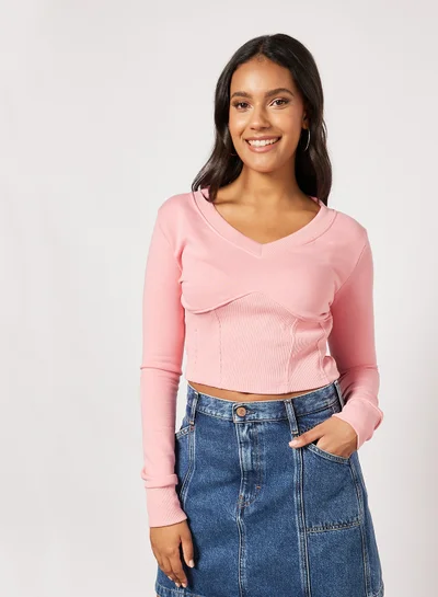 Sivvi x D'Atelier Corset-Style Crop Top Pink