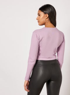 Sivvi x D'Atelier Solid Cropped T-Shirt Purple  - Image 2