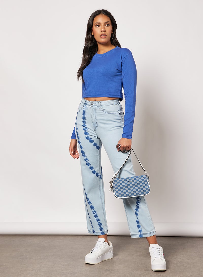 Solid Cropped T-Shirt Blue - v1646984494/N47172079V_4