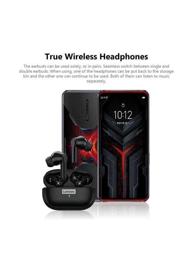 Lenovo - LP1S Upgrade TWS Bluetooth 5.0 Earbuds Wireless Earphone HIFI Stereo Bass ANC Noise Reduction IPX4 Waterproof Headphones Sports Gaming Headsets with Mic Black - Image 1