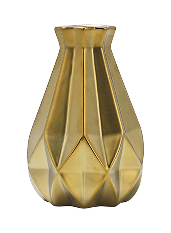 شور مزهرية زهور سيراميك إبداعية باللون الذهبي مقاس 12x12x21 سم ذهبي 12x12x21سم - Image 1