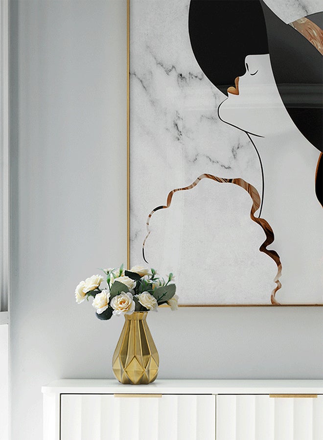 شور مزهرية زهور سيراميك إبداعية باللون الذهبي مقاس 12x12x21 سم ذهبي 12x12x21سم - Image 3