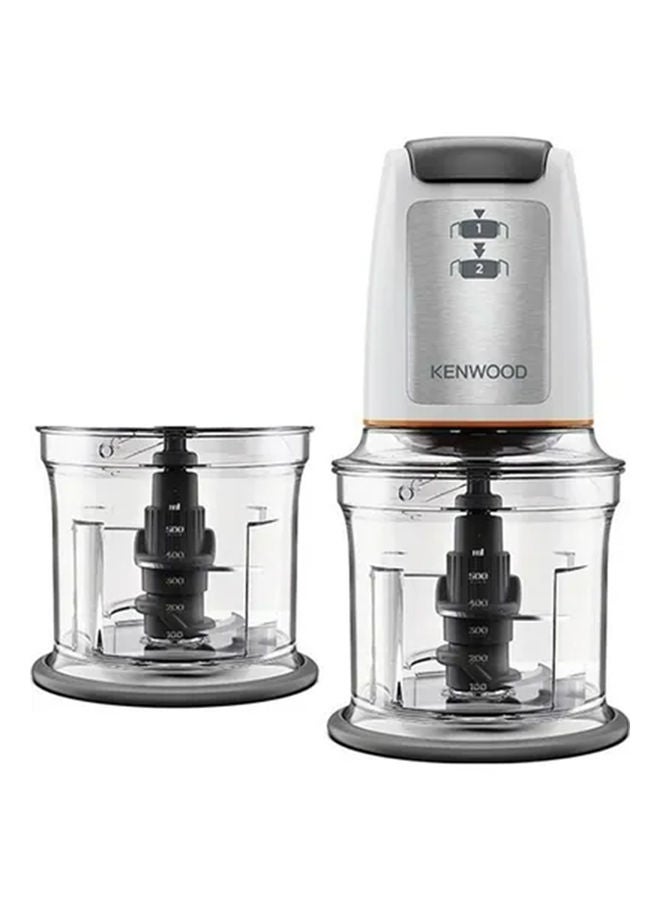 KENWOOD - Chopper, 2 Speeds, 2 Bowls, Stainless Steel Quad Blade, Ice Crush Function, Mayonnaise Attachment, 0.5 L 500 W CHP61.200WH Clear - Image 1