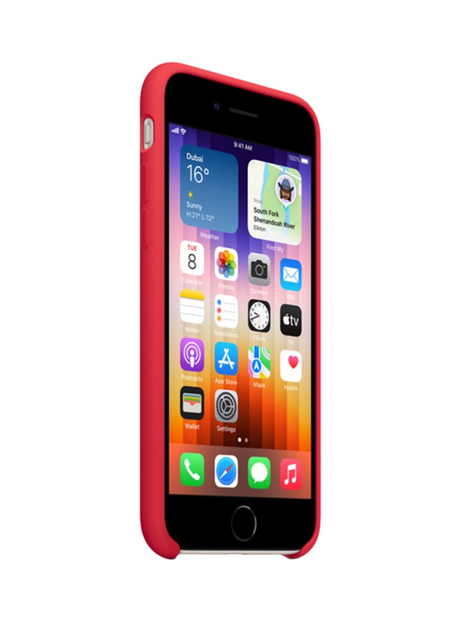 ابل  غطاء حماية من السيليكون لهاتف آيفون SE أحمر - Image 2