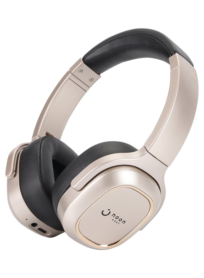 Noon East - Prodigy On Ear Wireless Bluetooth Headphone - With BT 5.0, Active Noise Cancelling (ANC) Earbuds And Mic Gold - Image 1