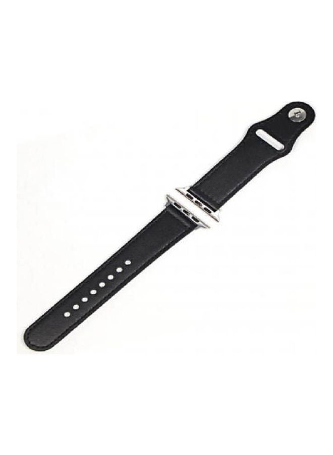 Generic - Band High Quality Leather Watch Strap Apple Series 6 Black - Image 1