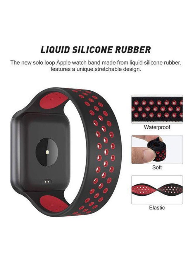 Apple Watch Series 3 Sport Silicone Solo Loop Replacement Band  Red Black  - Image 2