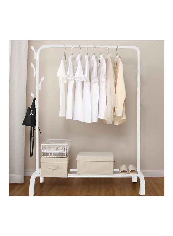 YelaJoy Clothes Storage Rack Floor Hanger Crossbar Closet Organizer White 110x150cm - Image 1
