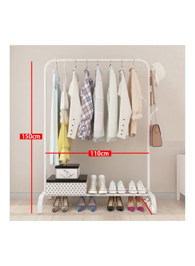 YelaJoy Clothes Storage Rack Floor Hanger Crossbar Closet Organizer White 110x150cm - Image 3