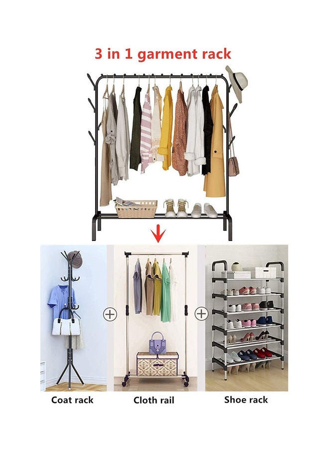 YelaJoy Clothes Storage Rack Floor Hanger Crossbar Closet Organizer White 110x150cm - Image 4