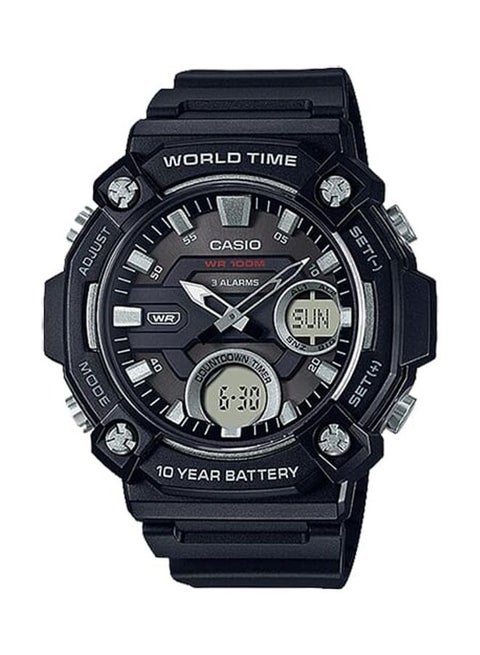 Men's Digital Analog Black Dial Resin Band Watch AEQ-120W-1AVDF