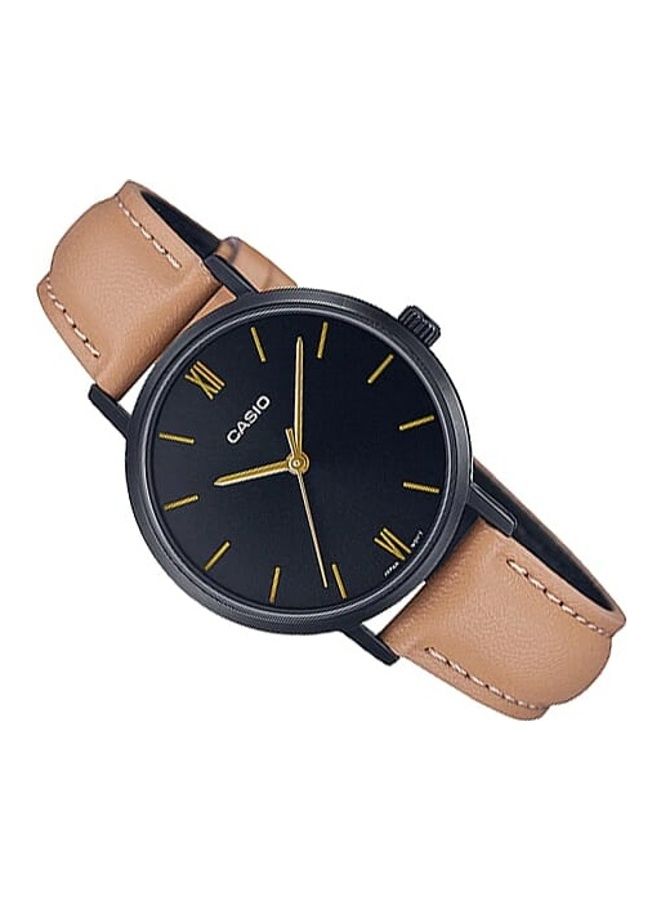 CASIO - Women's Women Watch Analog Black Dial Leather Band LTP-VT02BL-1AUDF - Image 1