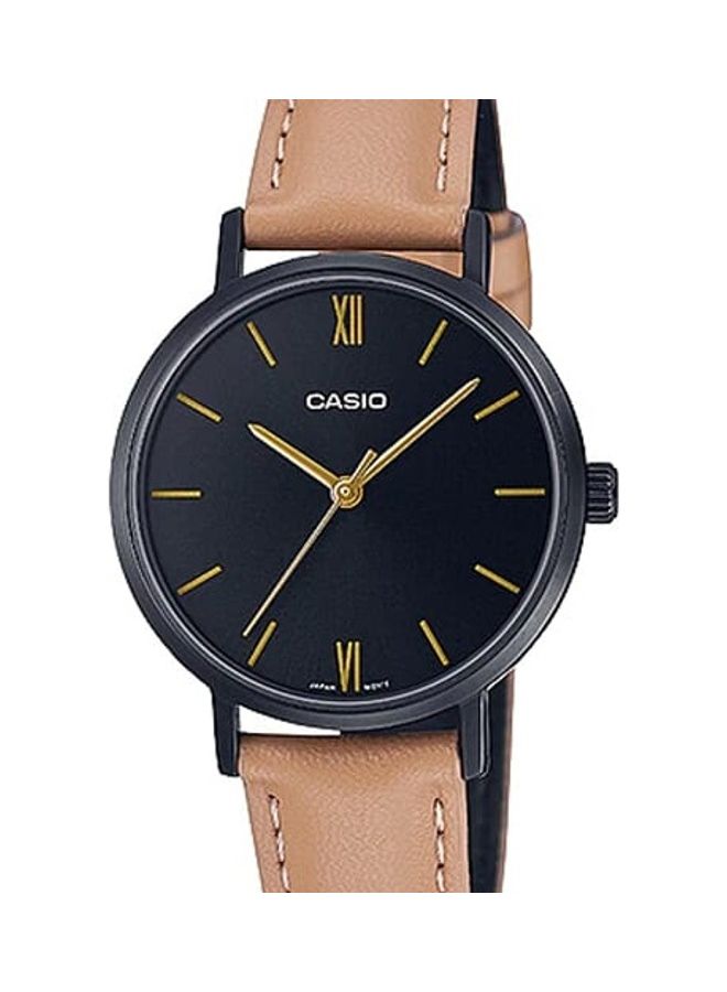 CASIO - Women's Women Watch Analog Black Dial Leather Band LTP-VT02BL-1AUDF - Image 1
