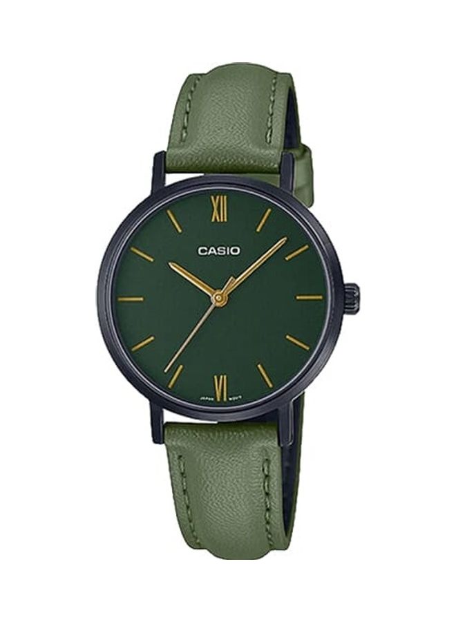 CASIO - Women's Women Watch Analog Green Dial Leather Band LTP-VT02BL-3AUDF - Image 1