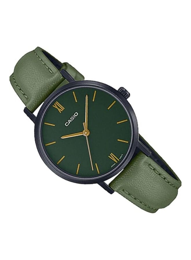 CASIO - Women's Women Watch Analog Green Dial Leather Band LTP-VT02BL-3AUDF - Image 1