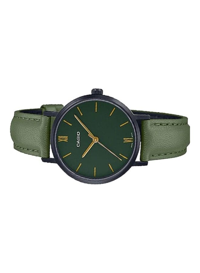 CASIO - Women's Women Watch Analog Green Dial Leather Band LTP-VT02BL-3AUDF - Image 1