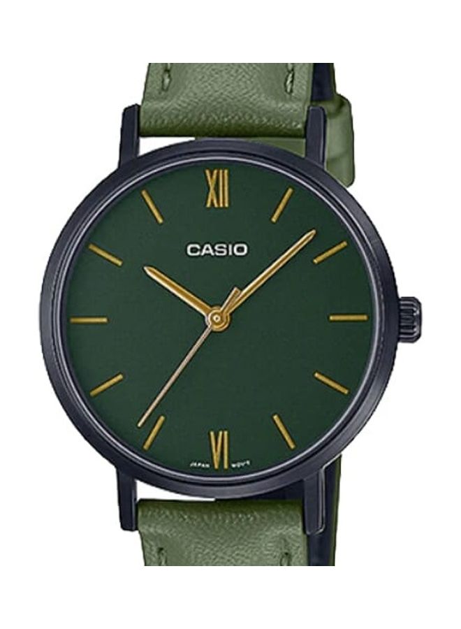 CASIO - Women's Women Watch Analog Green Dial Leather Band LTP-VT02BL-3AUDF - Image 1