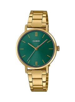 Women's Women Watch Analog Green Dial Stainless Steel Gold Ion Plated Band and Case LTP-VT02G-3AUDF