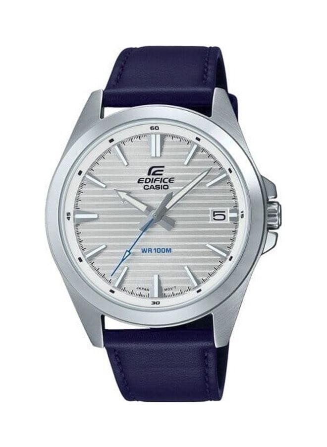 كاسيو ساعة يد إيديفيس أنالوج بمينا فضي وبسوار جلدي أصلي EFV-140L-7AVUDF - Image 1