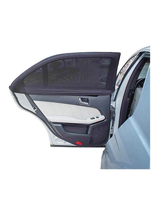 Generic 2Pcs Black Adjustable Auto Car Side Rear Window Sun Shade Black Mesh Car Cover Visor Shield Sunshade Uv Protection Size M  - Image 1