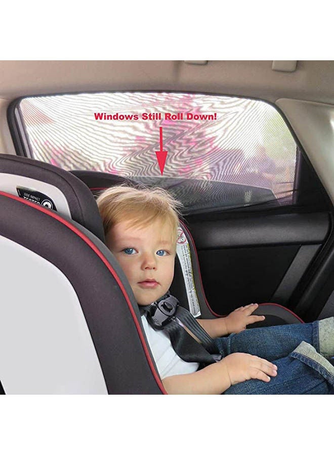 Generic 2Pcs Black Adjustable Auto Car Side Rear Window Sun Shade Black Mesh Car Cover Visor Shield Sunshade Uv Protection Size M  - Image 2