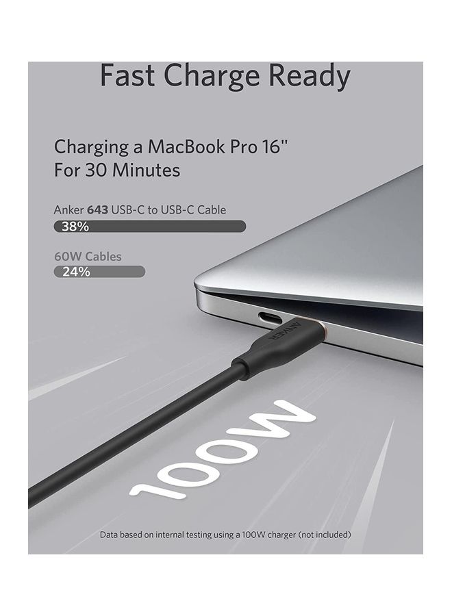 Anker USB-C to USB-C Cable, 643 Cable 100W 182.8 cm, USB 2.0 Type C Charging Cable Fast Charge for MacBook Pro/Air (M1/M2), iPad Pro/Air/Mini, Galaxy S25/S24/S23/S22, Pixel 8/7/6, Switch, and More (Midnight Black) Black  - Image 5