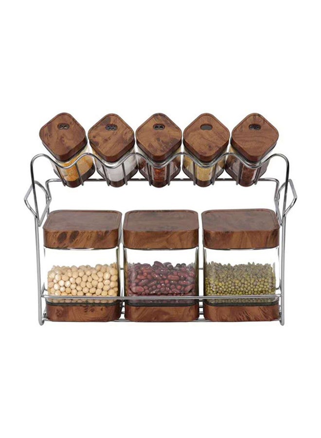 ALMUFARREJ 8-Piece Spice Bottle Set Brown/Clear - Image 1